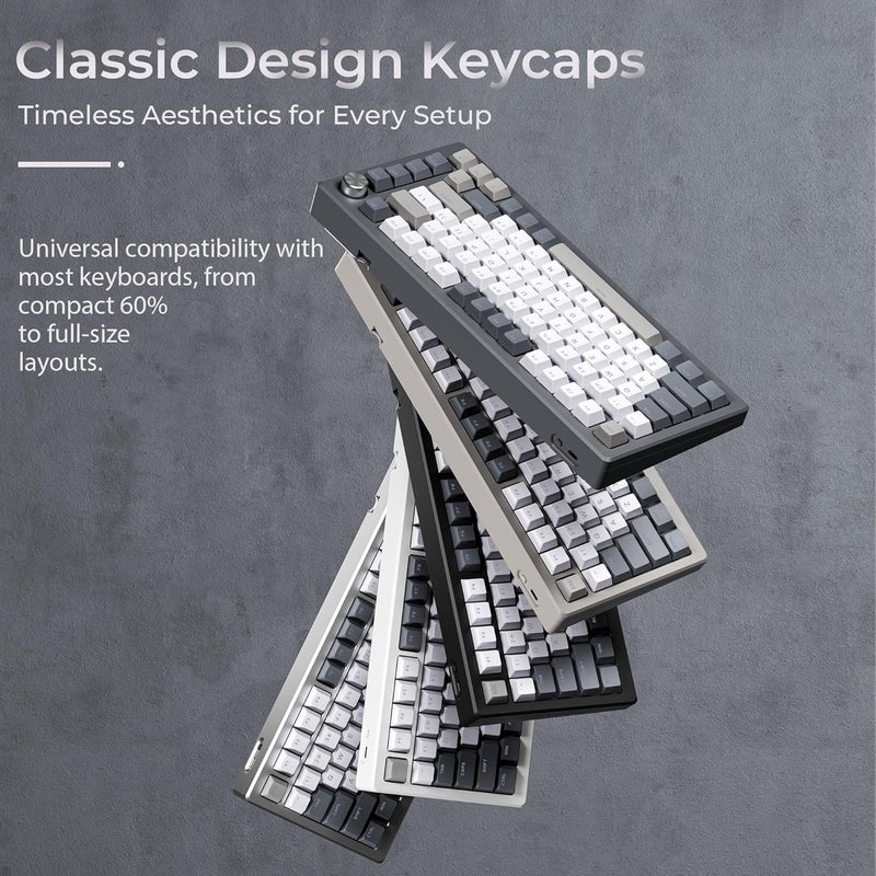 OHY XVX Shine Through Keycaps -133 Keys Cherry Profile Double Shot PBT Keycaps Compatible for 60%/75%/100% Retro Gaming Mechanical Keyboard-Milk Light Gray - Image 4